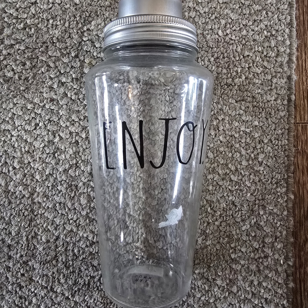Rae Dunn Silver and Clear Glass Cocktail Shaker